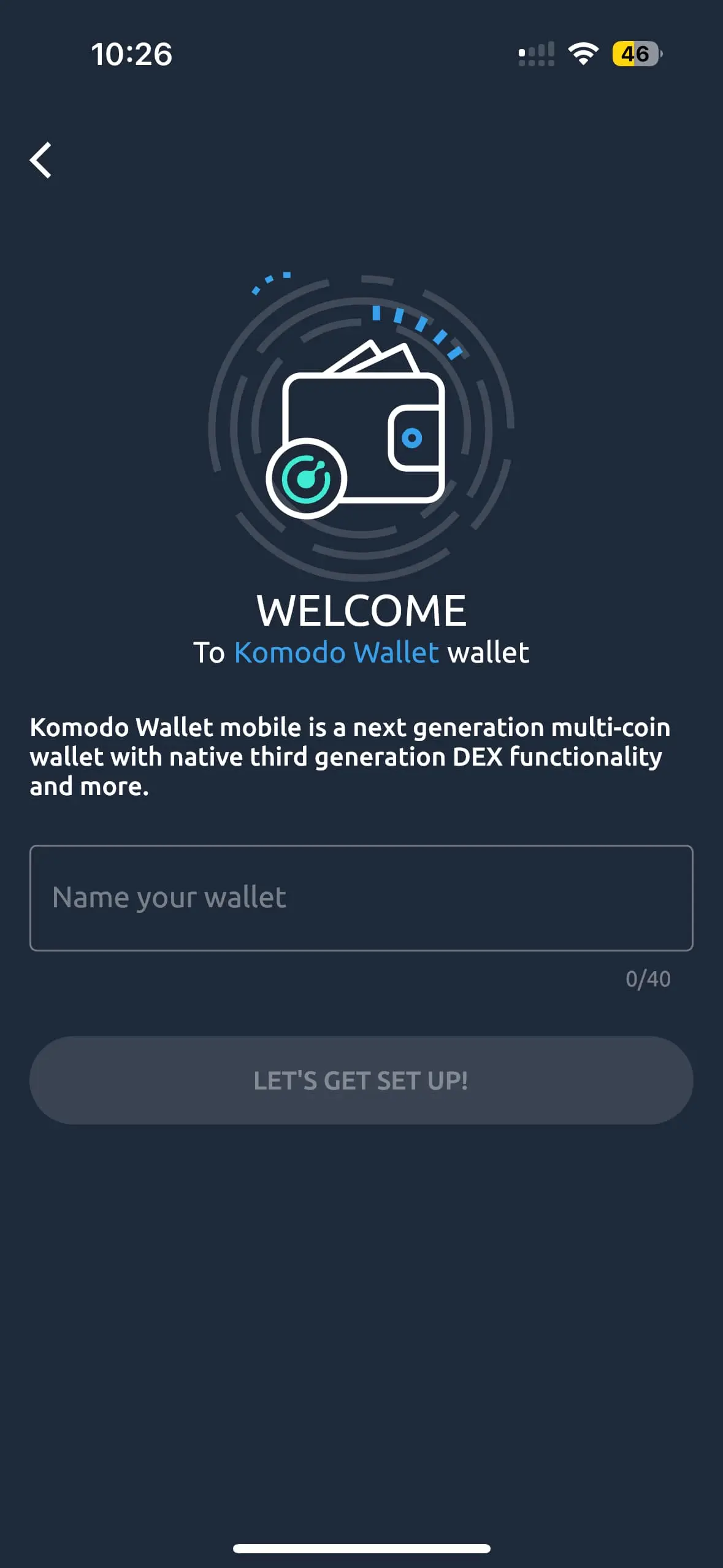 How to create a new wallet using Komodo Mobile Wallet